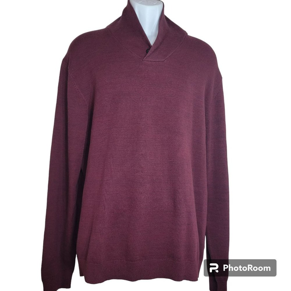 Gap Sweater, Men XL, Maroon (Red) 1 Button Cowl Neck, Long Sleeves,